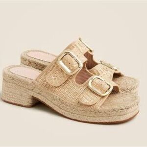 J.Crew Made-in-Spain block-heel espadrilles in faux raffia